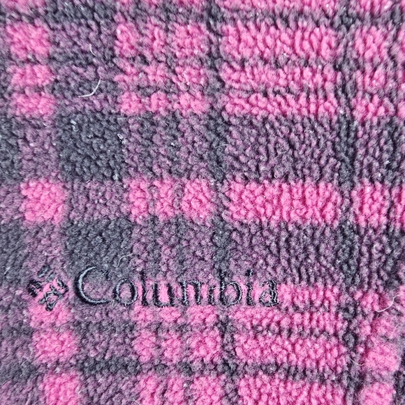 Columbia Full Zip Fleece Sweater Jacket Women's Size Medium Pink Plaid - Picture 3 of 12